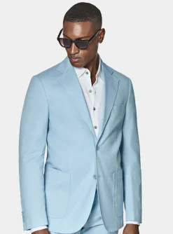 Abito azzurro in puro cotone armaturato