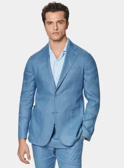 Abito azzurro polvere in puro lino