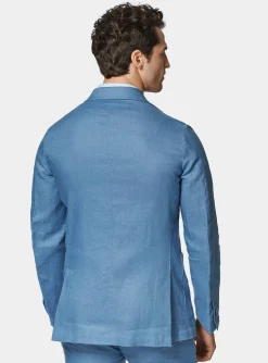 Abito azzurro polvere in puro lino