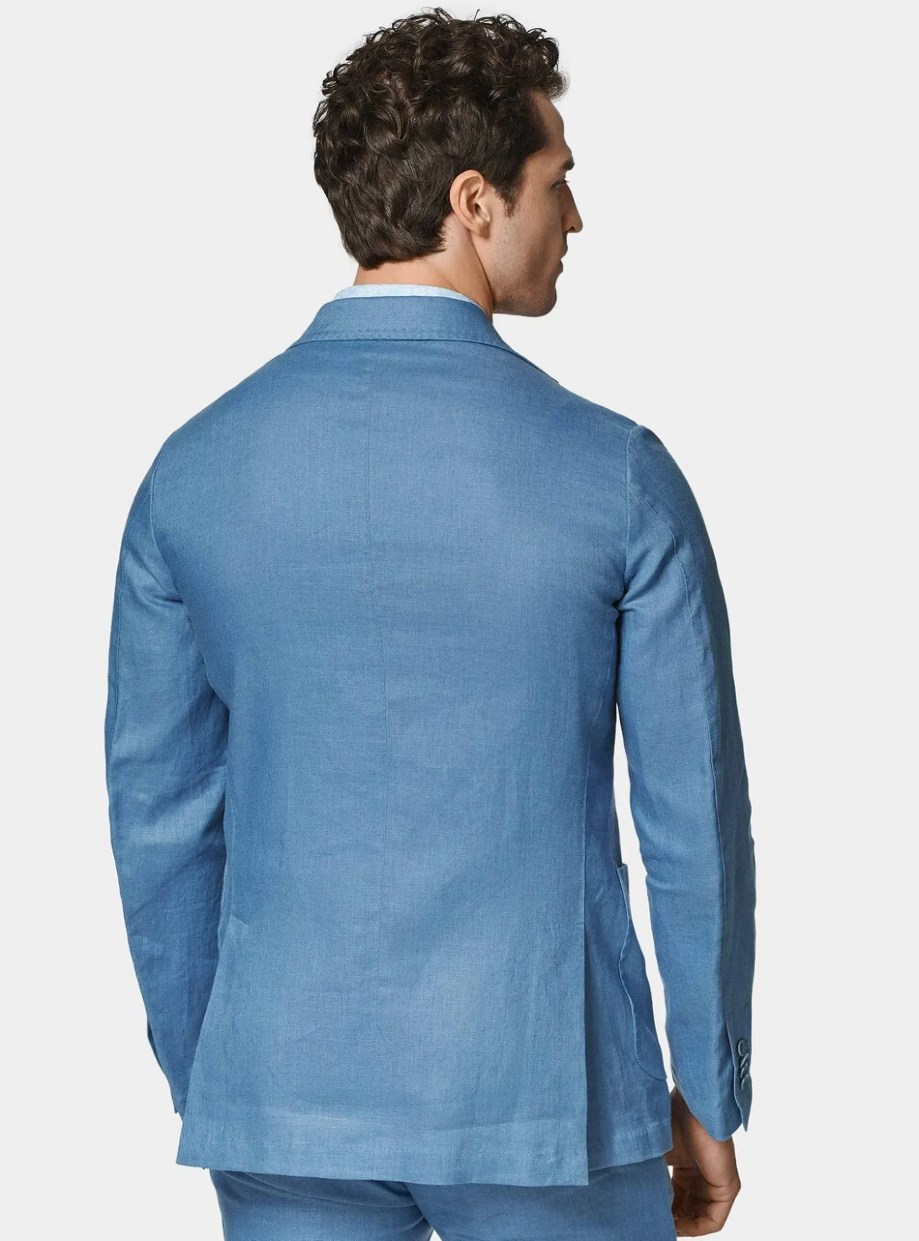 Abito azzurro polvere in puro lino