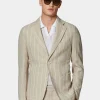 Abito rigato in puro lino crepe
