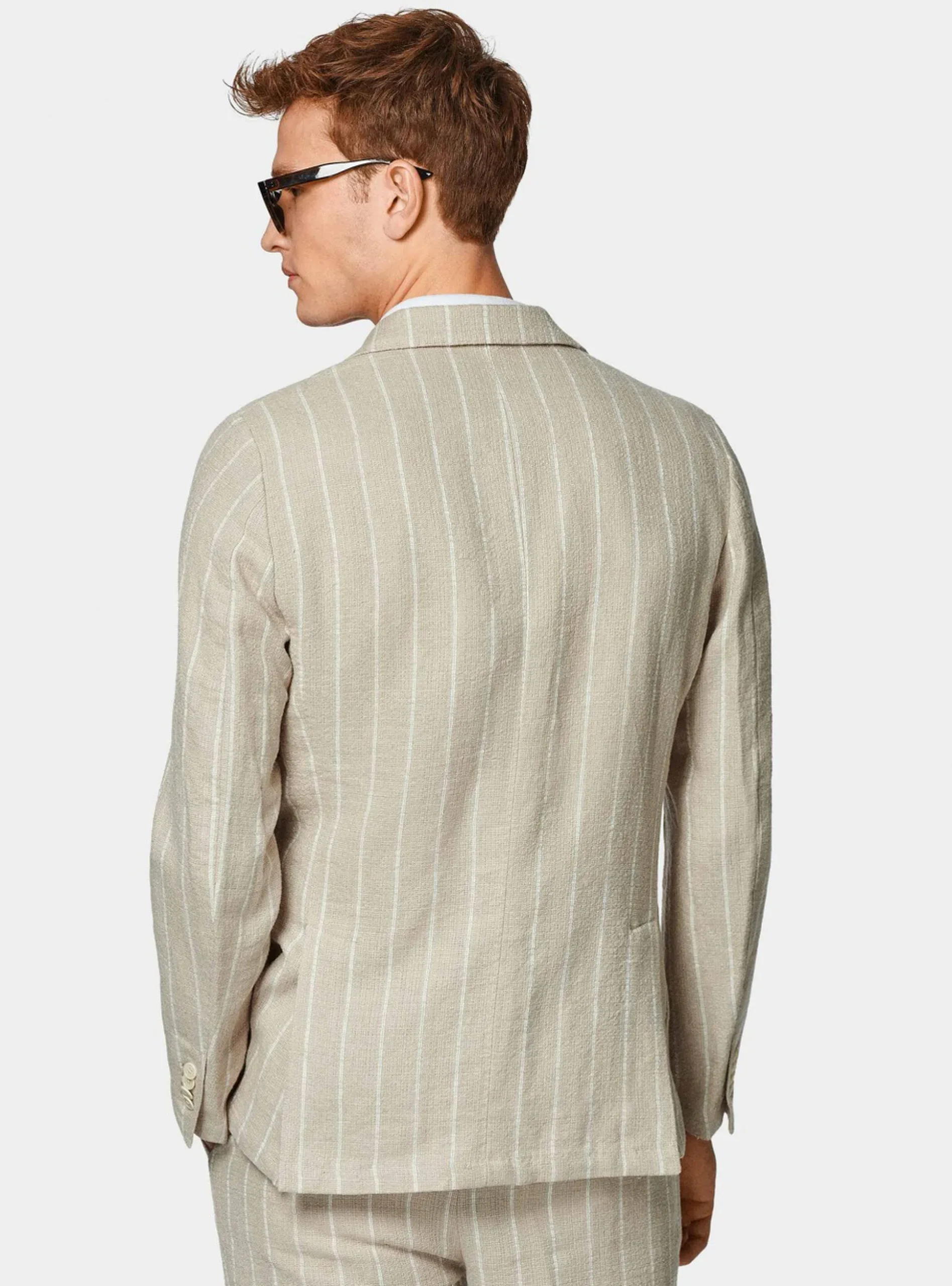 Abito rigato in puro lino crepe