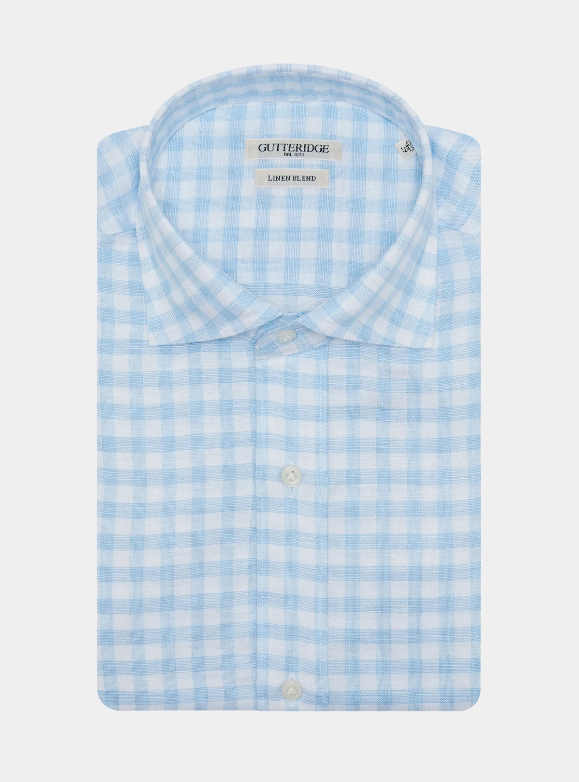 Camicia azzurra in misto lino a quadri