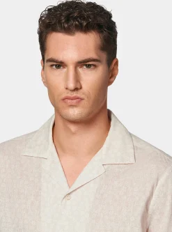 Camicia bowling in lino e cotone stampato