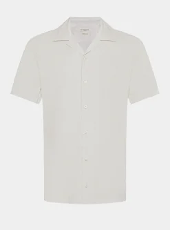 Camicia bowling in lino e cotone stampato