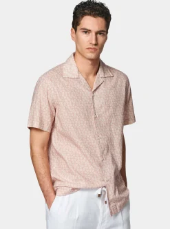 Camicia bowling in lino e cotone stampato