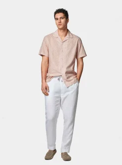 Camicia bowling in lino e cotone stampato