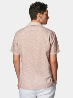 Camicia bowling in lino e cotone stampato