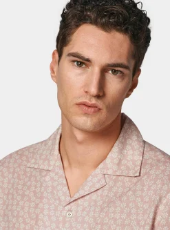 Camicia bowling in lino e cotone stampato