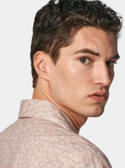 Camicia bowling in lino e cotone stampato