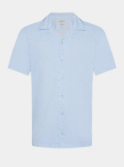Camicia bowling in lino e cotone stampato
