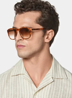 Camicia bowling in lino e cotone rigato