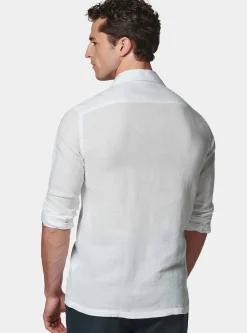 Camicia bowling in puro lino con tasconi