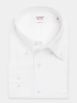 Camicia classic fit comoda in puro lino con collo button down