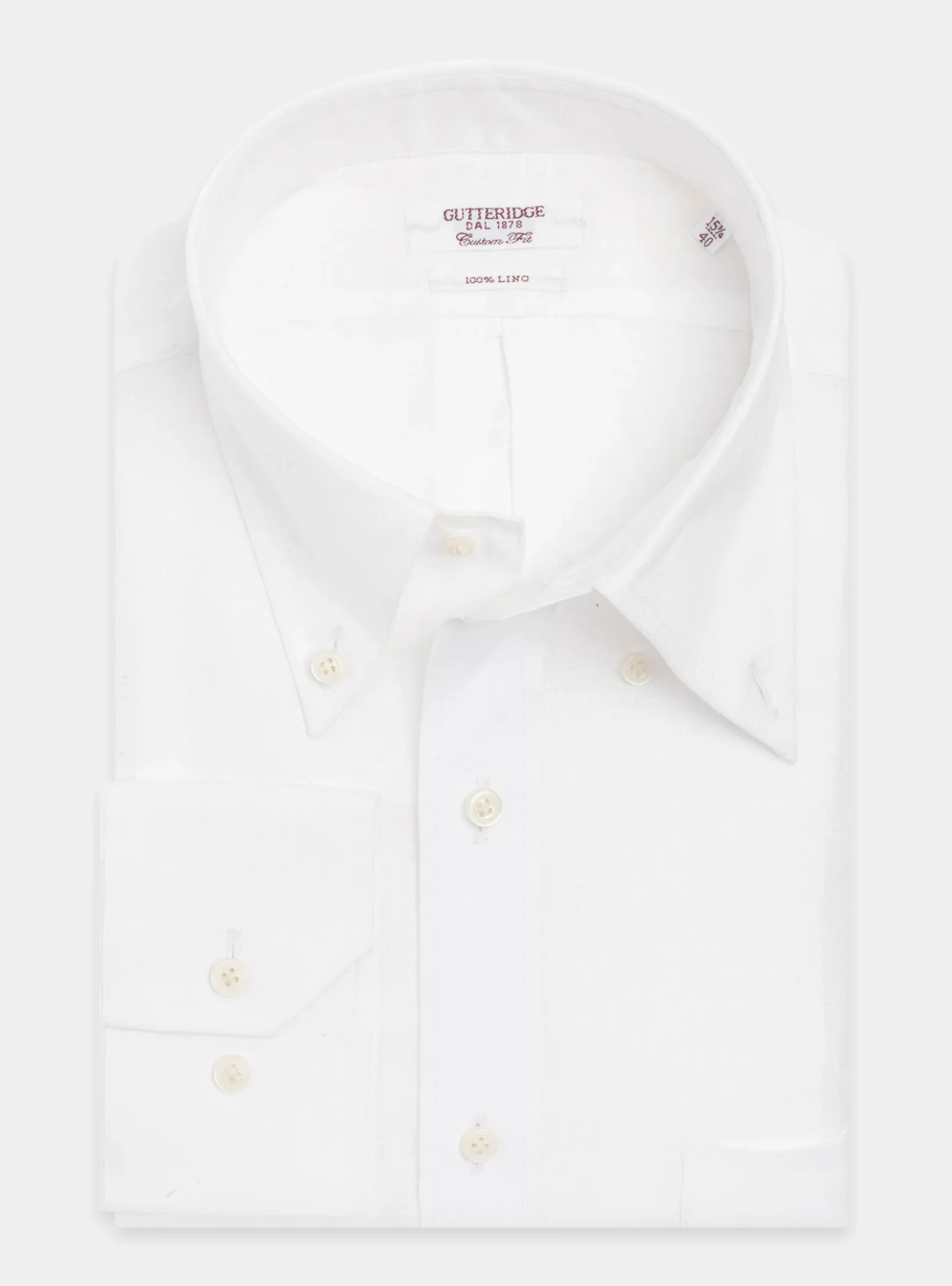 Camicia classic fit comoda in puro lino con collo button down