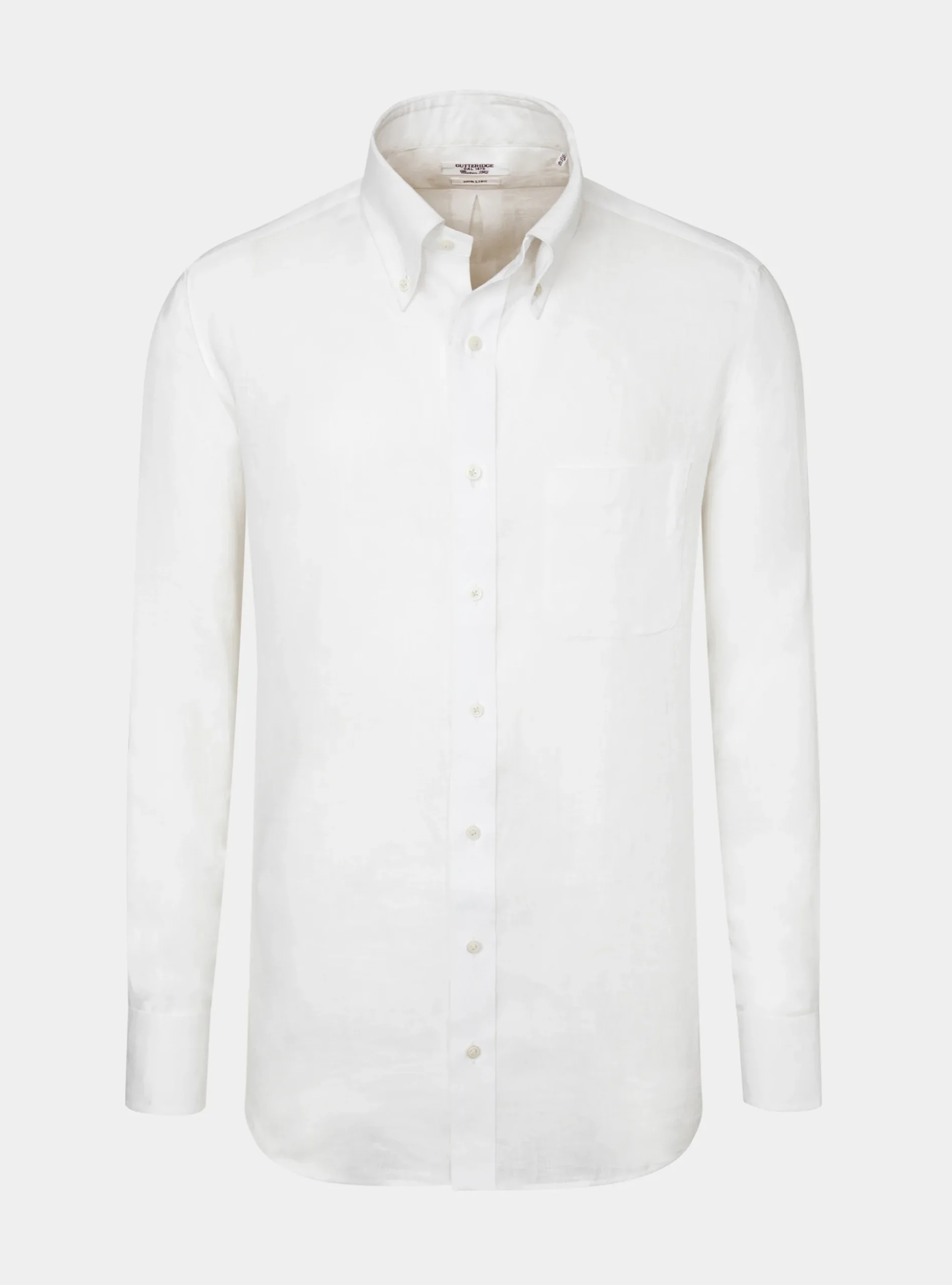 Camicia classic fit comoda in puro lino con collo button down