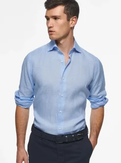 Camicia collo italiano in puro lino