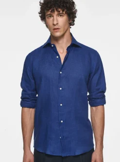 Camicia collo italiano in puro lino