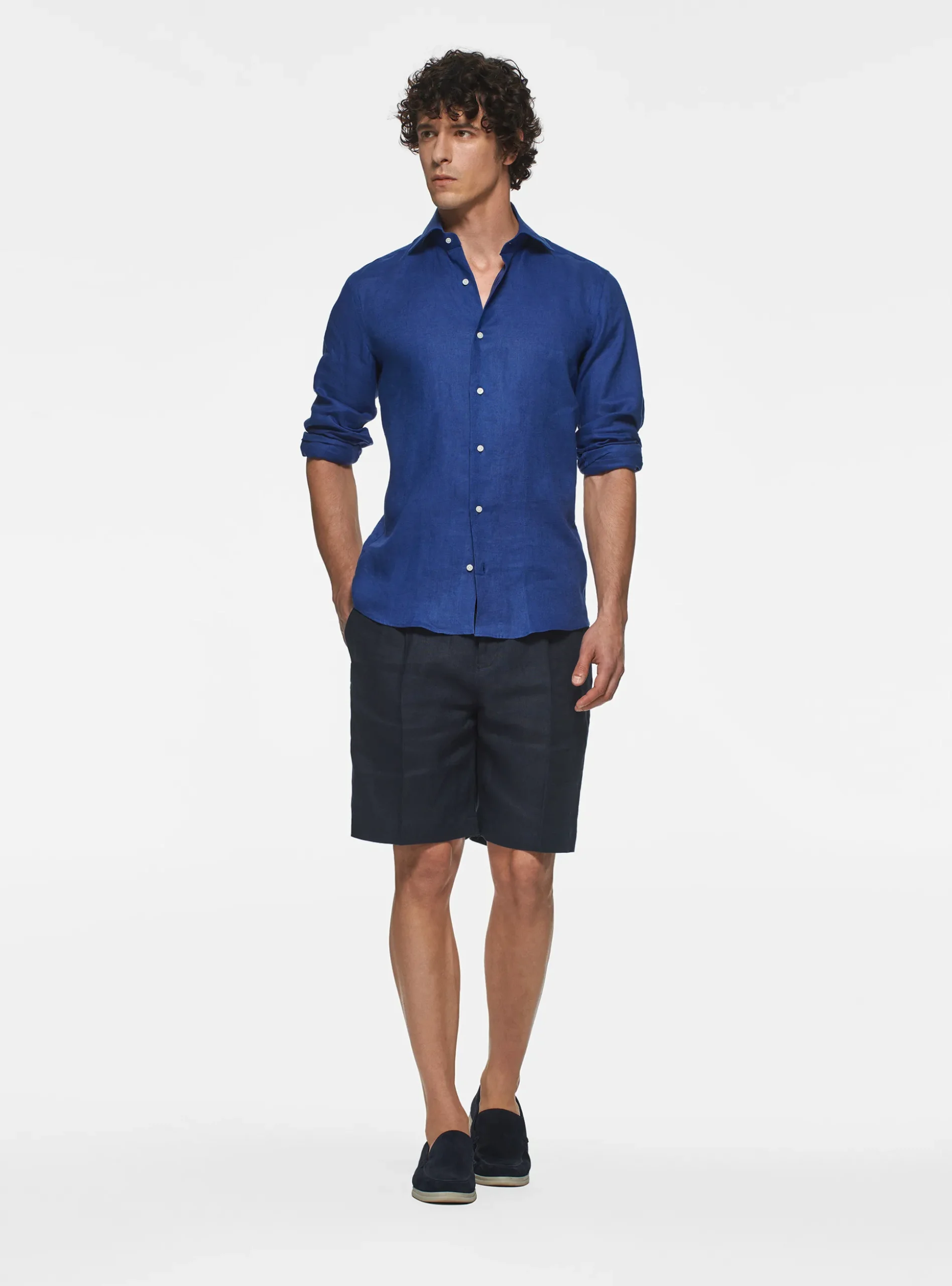 Camicia collo italiano in puro lino
