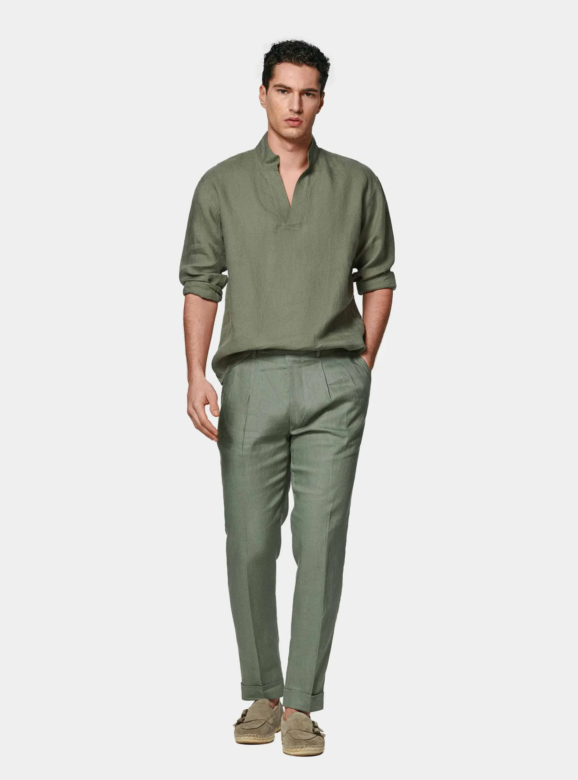 Camicia coreana in puro lino