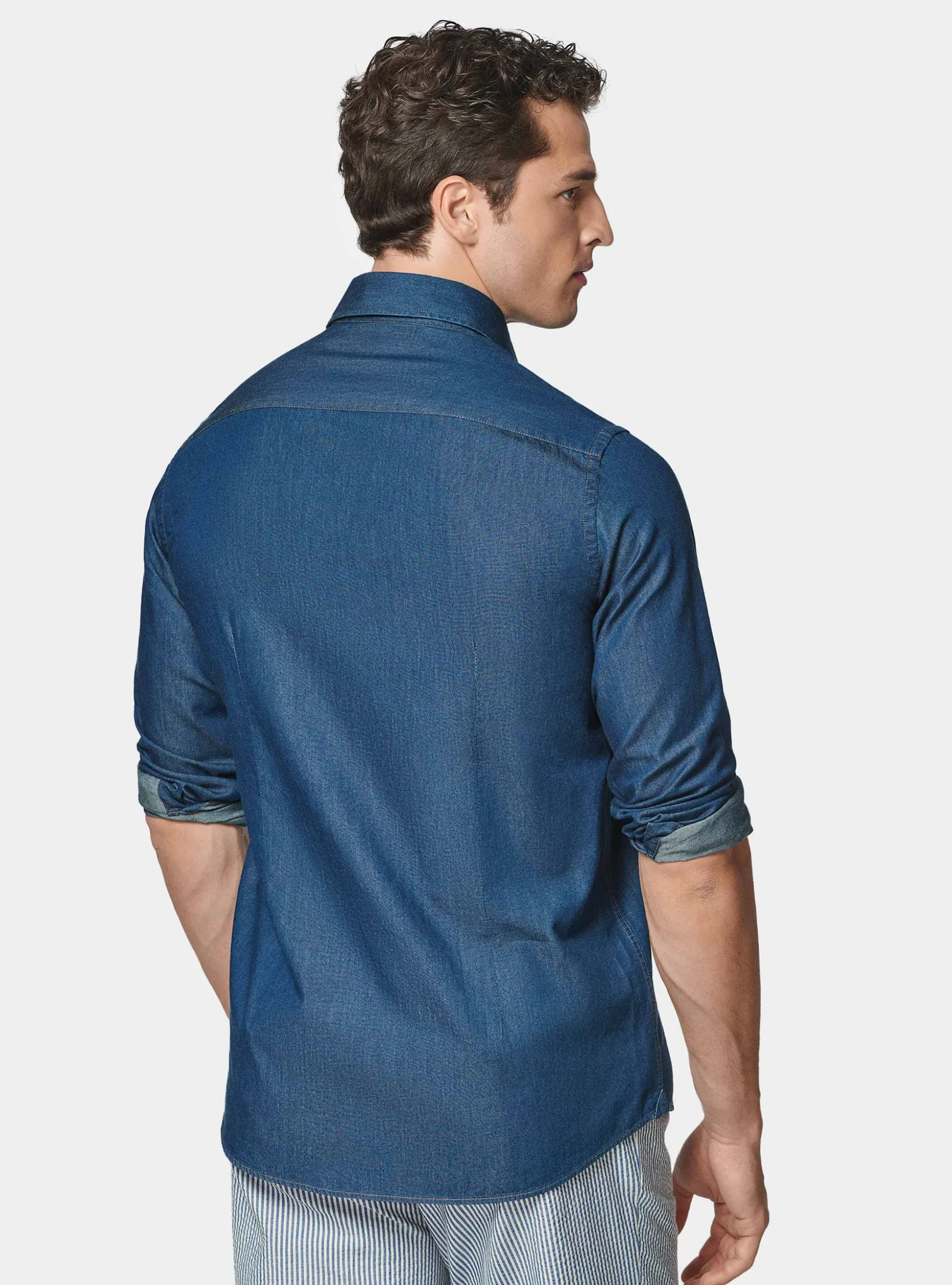 Camicia denim in cotone chambray