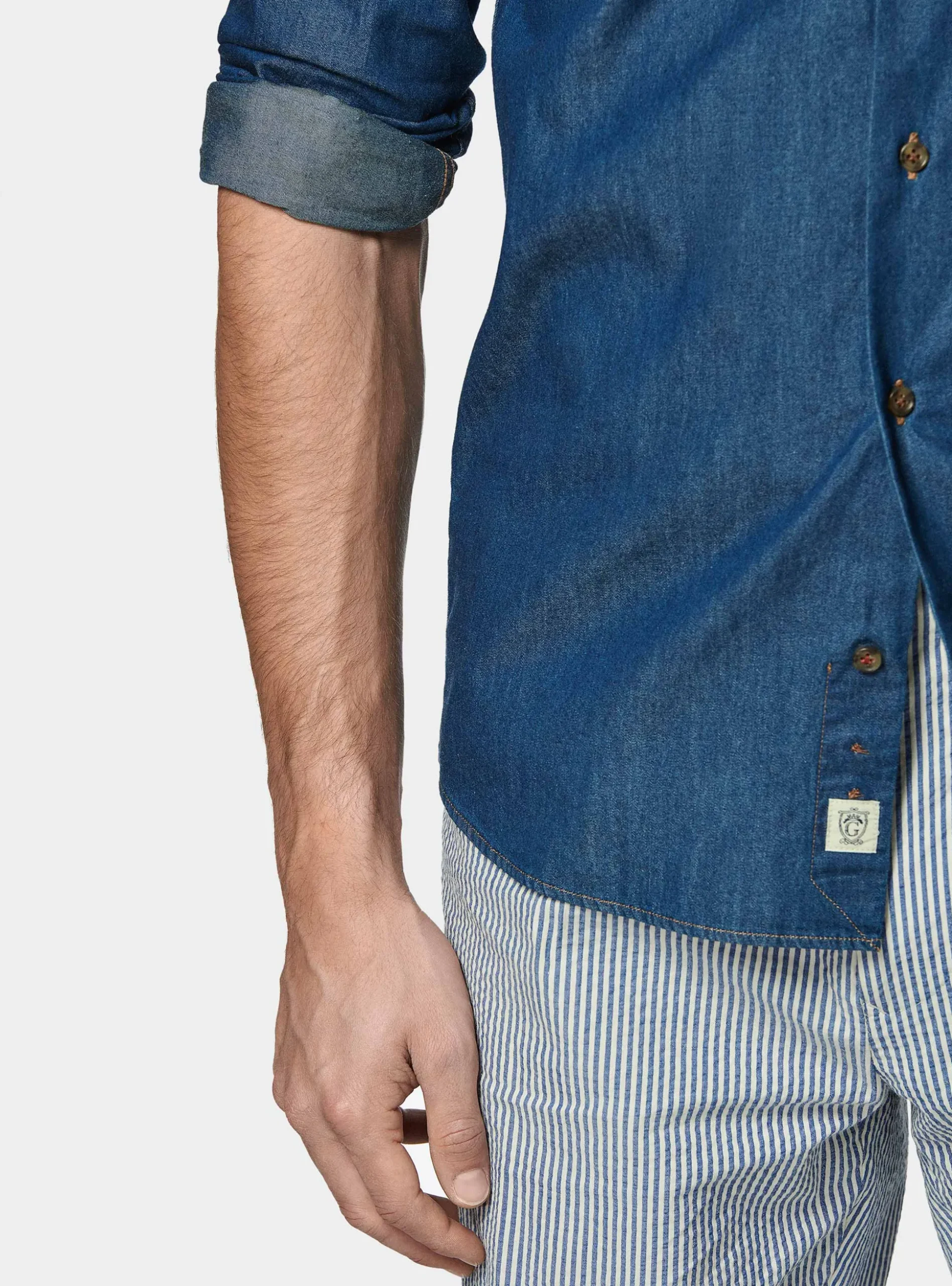 Camicia denim in cotone chambray
