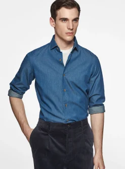 Camicia in cotone chambray