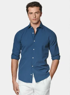 Camicia in puro cotone seersucker