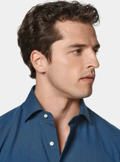 Camicia in puro cotone seersucker