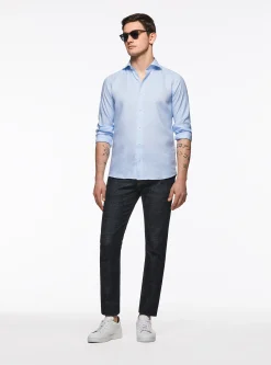 Camicia in puro lino con collo semi francese