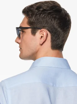Camicia in puro lino con collo semi francese