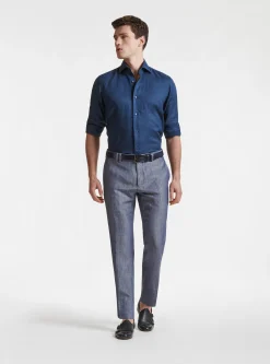 Camicia in puro lino con collo semi francese