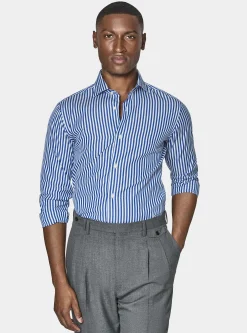 Camicia riga larga in cotone popeline