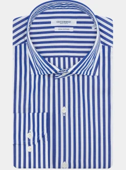 Camicia riga larga in cotone popeline