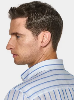 Camicia rigata in misto lino