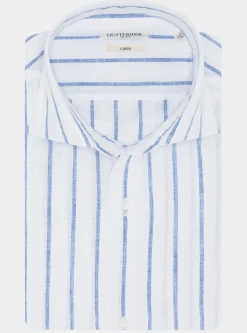 Camicia rigata in misto lino