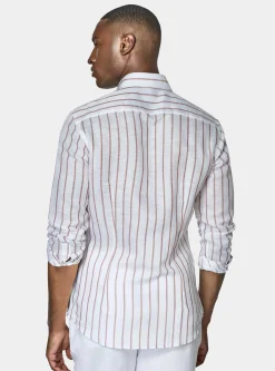 Camicia rigata in misto lino