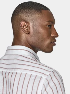 Camicia rigata in misto lino