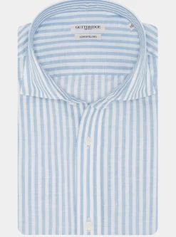 Camicia rigata in misto lino
