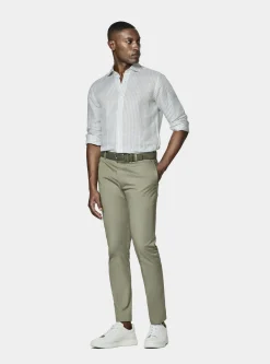 Camicia rigata in misto lino
