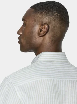 Camicia rigata in misto lino