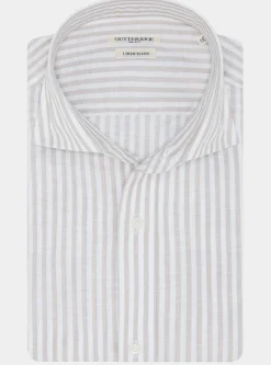 Camicia rigata in misto lino