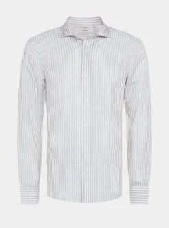 Camicia rigata in misto lino