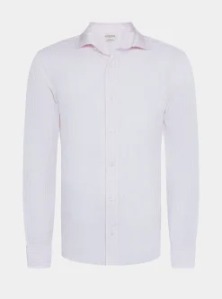Camicia rigata in misto lino