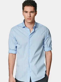 Camicia rigata in popeline stretch