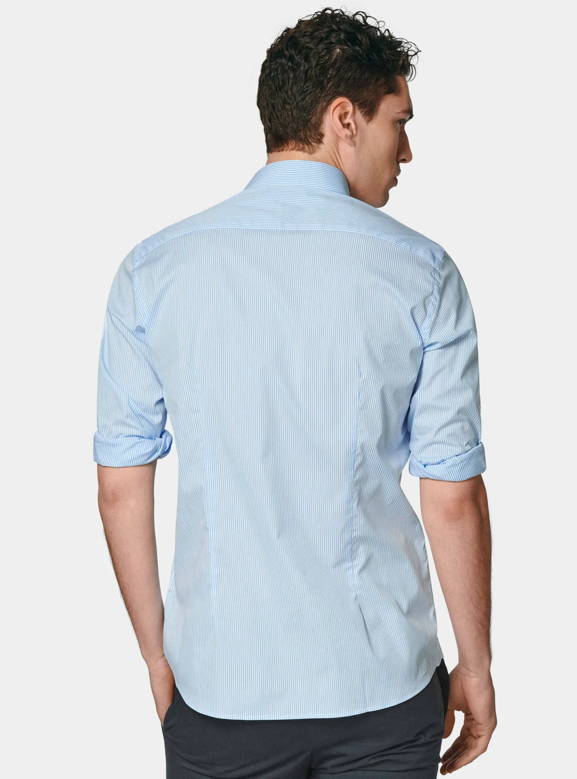Camicia rigata in popeline stretch