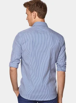 Camicia rigata in popeline stretch