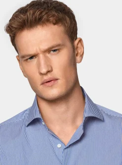 Camicia rigata in popeline stretch