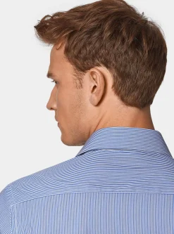 Camicia rigata in popeline stretch