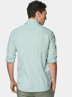 Camicia rigata in popeline stretch